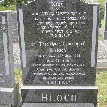 BLOCH Harry -1988 