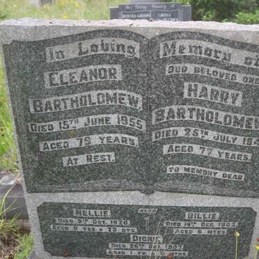 BARTHOLOMEW Harry 1941 &amp; Eleanor -1955 :: BARTHOLOMEW Billie -1902 :: BARTHOLOMEW Nellie -1920 :: BARTHOLOMEW Dickie -1907
