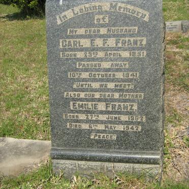 FRANZ Carl E.F. 1851-1941 &amp; Emilie 1862-1942