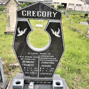GREGORY Bernard Francis 1927-1999 &amp; Chritina Susanna 1928-2016