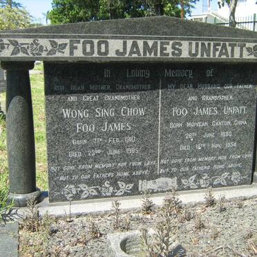 JAMES Foo Unfatt 1880-1954 &amp; Wong Sing Chow 1910-1985