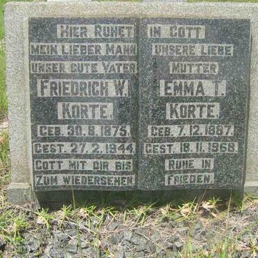 KORTE Friedrich W. 1875-1944 &amp; Emma T. 1887-1968