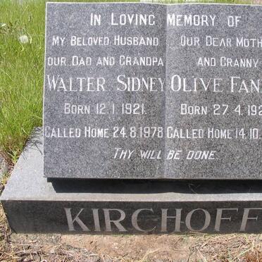 KIRCHOFF Walter Sidney 1921-1978  &amp; Olive Fanny 1920-1986