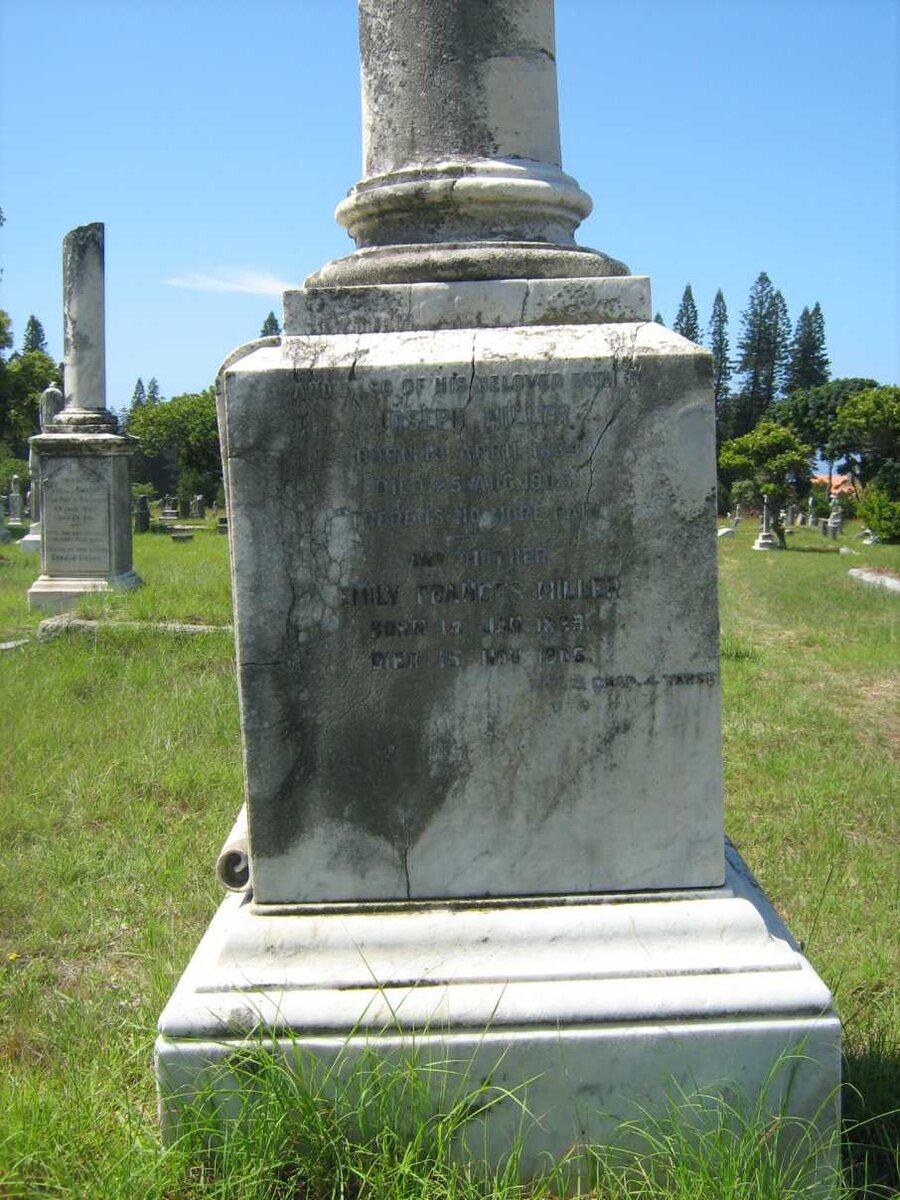 MILLER Joseph 1834-1905 &amp; Emily Frances 1839-1906