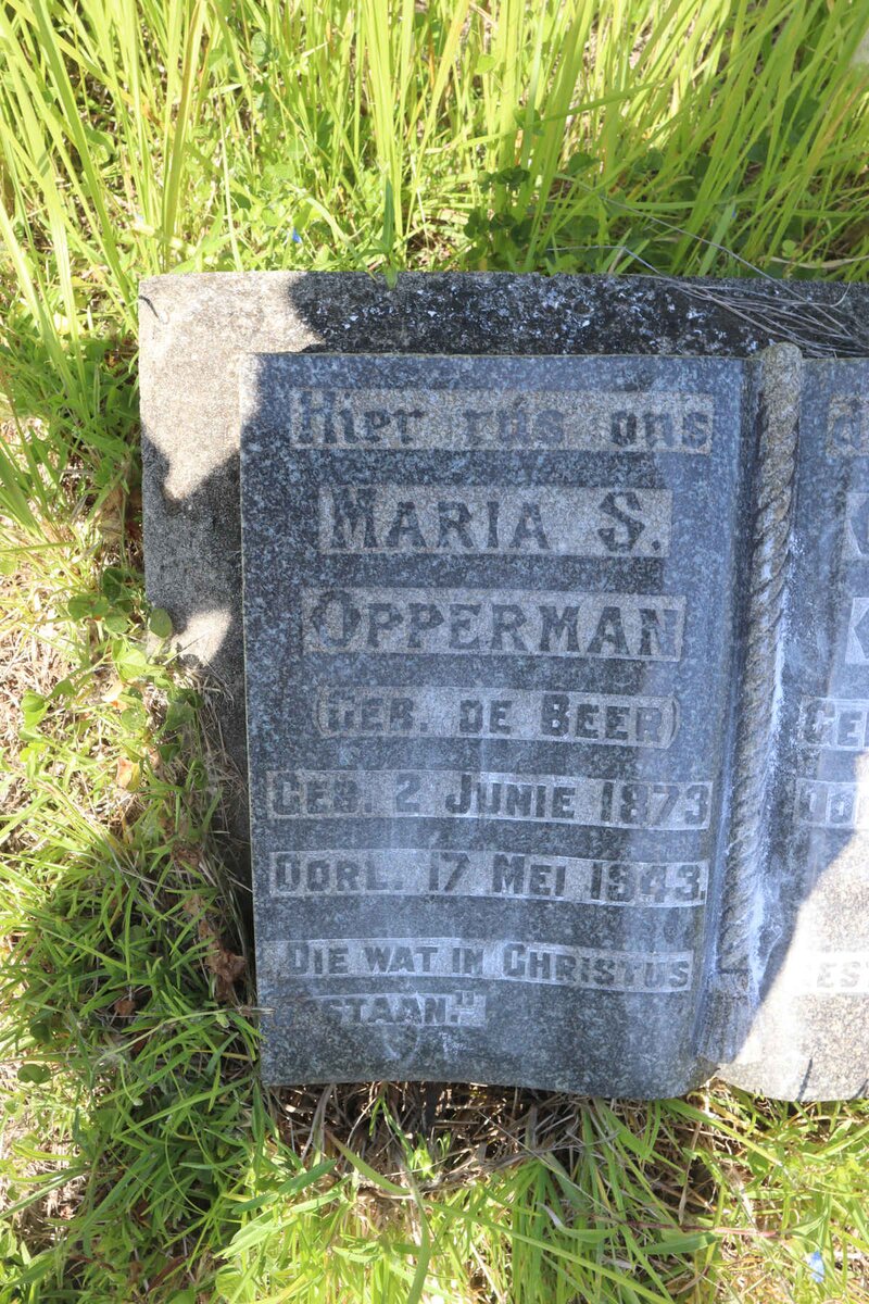 OPPERMAN Christian R. 1852-1922 &amp; Maria S. DE BEER 1873-1943