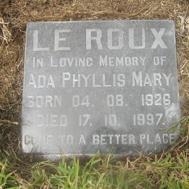 ROUX Ada Phyllis Mary, le 1926-1997