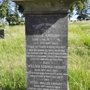 RAMSAY Emily 1863-1905 :: RAMSAY William George 1886-1888 :: RAMSAY Ethel Miller 1883-1893