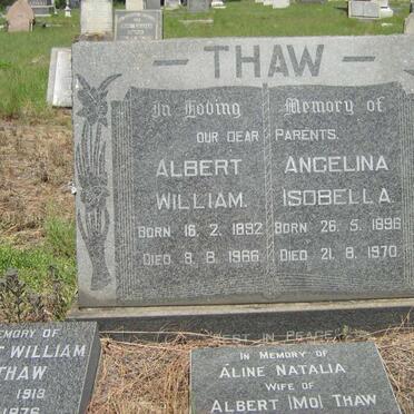 THAW Albert William 1892-1966 &amp; Angelina Isobella 1896-1970