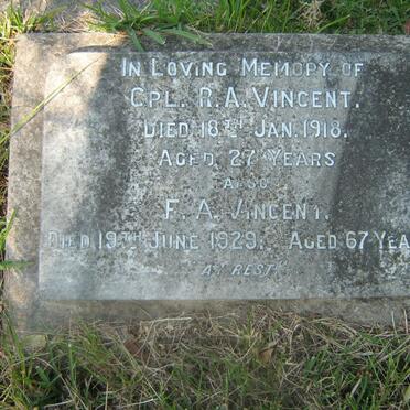 VINCENT R.A. -1918 &amp; F.A. -1929