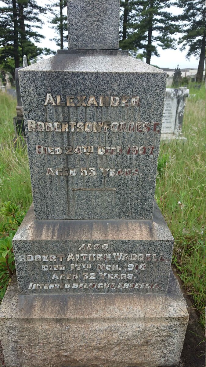 WADDELL Margaret Robertson nee FORREST -1921 :: FORREST Alexander Robertson -1907 :: WADDELL Robert Aitken -1910