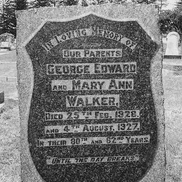 WALKER George Edward  1846-1928 &amp;  Mary Ann 1874-1927