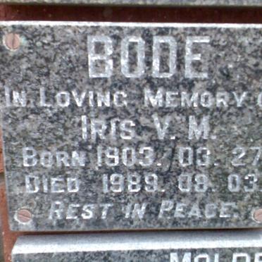 BODE Iris V.M. 1903-1989