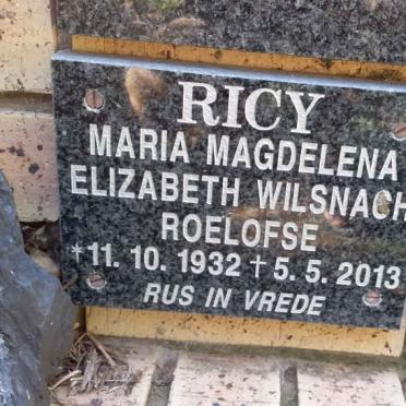 RICY Maria Magdelena Elizabeth Wilsnach Roelofse 1932-2013