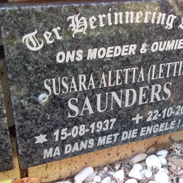 SAUNDERS Susara Aletta 1937-2016