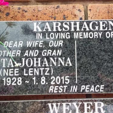 KARSHAGEN Anita Johanna nee LENTZ 1928-2015