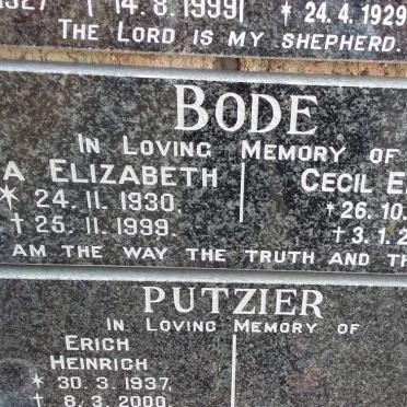 BODE Cecil Edward 1931-2014 &amp; Irma Elizabeth 1930-1999