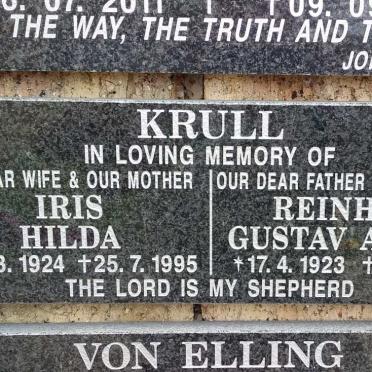 KRULL Reinhard Gustav Alfred 1923-2012 &amp; Iris Hilda 1924-1995