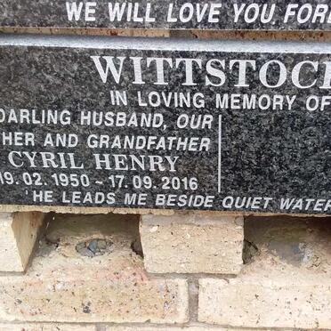 WITTSTOCK Cyril Henry 1950-2016
