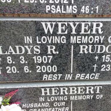 WEYER Rudolf F.M. 1905-1995 &amp; Gladys R. 1907-2000