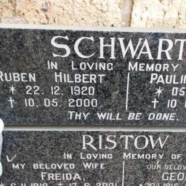 SCHWARTZ Ruben Hilbert 1920-2000 &amp; Pauline 1921-2007