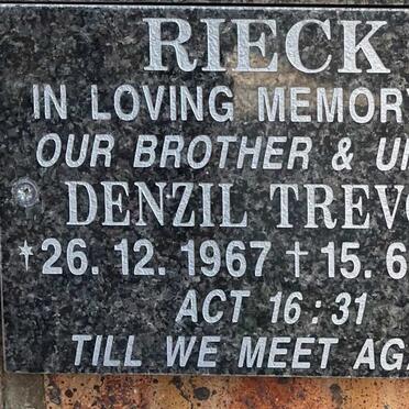 RIECK Denzil Trevor 1967-2018