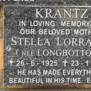 KRANTZ Stella Lorraine nee LONGBOTTOM 1925-2009