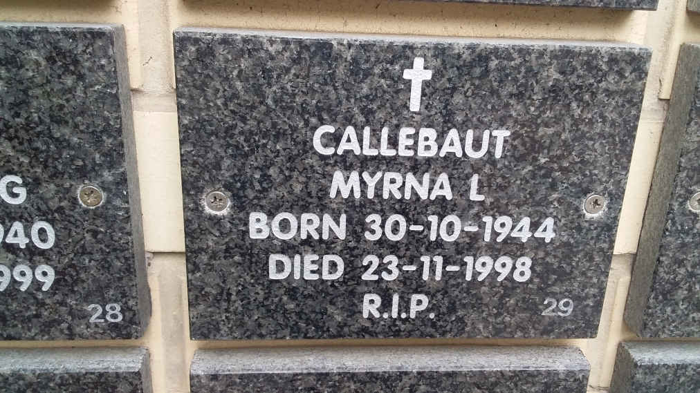 CALLEBAUT Myrna L. 1944-1998