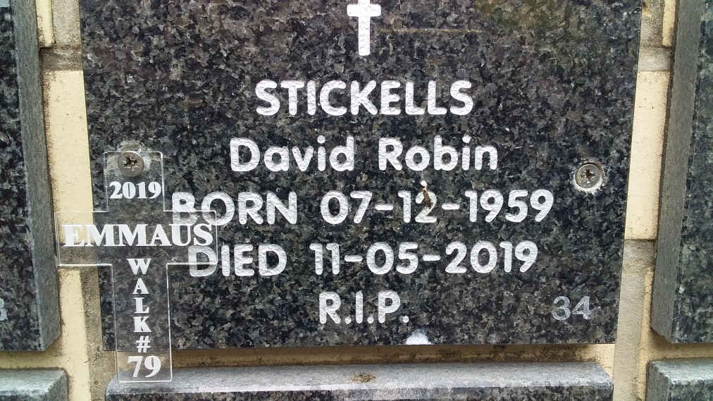 STICKELLS David Robin 1959-2019
