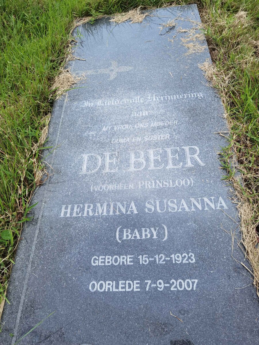 BEER Hermina Susanna, de nee PRINSLOO 1923-2007