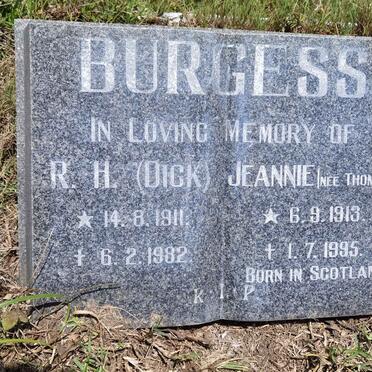 BURGESS R.H. 1911-1982 &amp; Jeannie THOMSON 1913-1995
