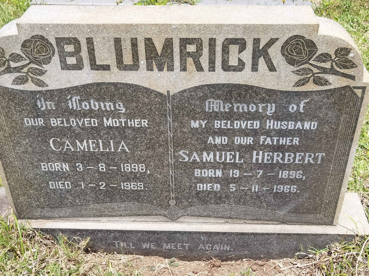 BLUMRICK Samuel Herbert 1896-1966 &amp; Camelia 1898-1969