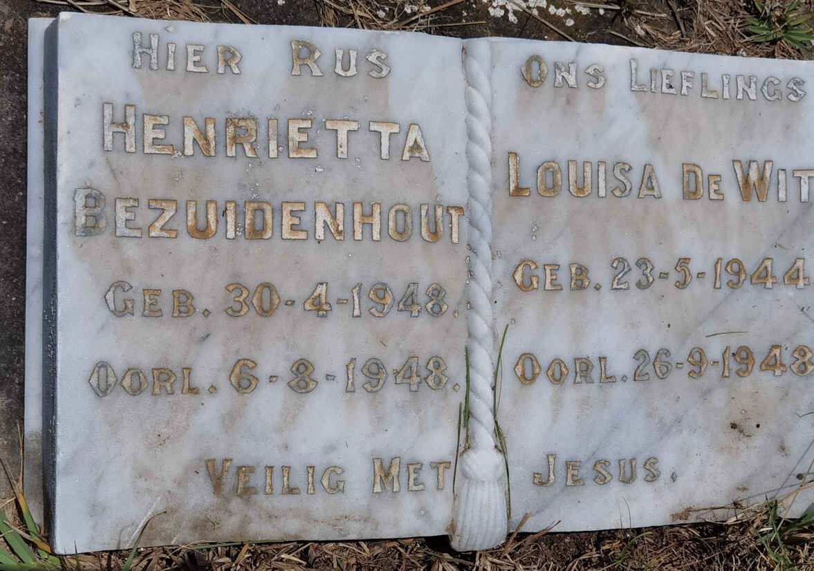 BEZUIDENHOUT Henrietta 1948-1948 :: DE WIT Louisa 1944-1948