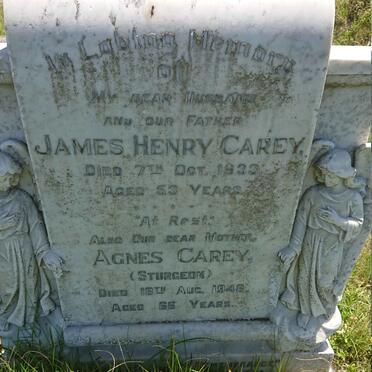 CAREY James Henry -1933 &amp; Agnes STURGEON -1948