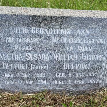 DELPORT Willem Jacobus 1904-1957 &amp; Aletha Susara BOTHA 1908-1994