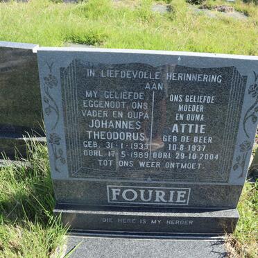 FOURIE Johannes Theodorus 1933-1989 &amp; Attie DE BEER 1937-2004