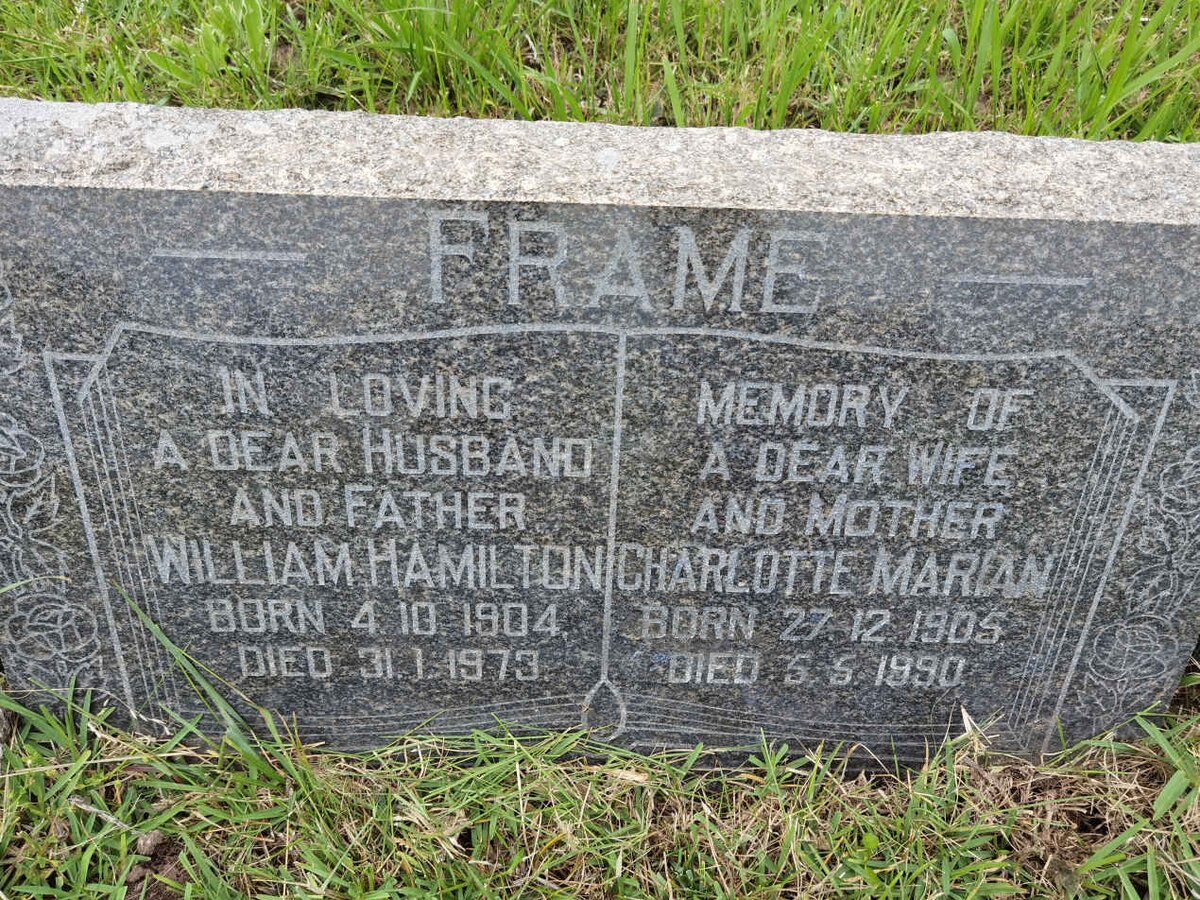 FRAME William Hamilton 1904-1973 & Charlotte Marian 1905-1990