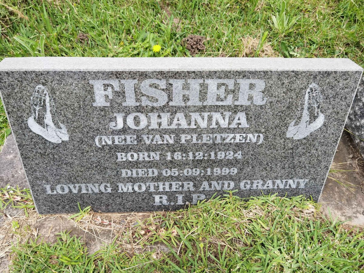 FISHER Johanna nee VAN PLETZEN 1924-1999