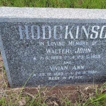 HODGKINSON Walter John 1869-1939 &amp; Vivian Ann 1883-1982