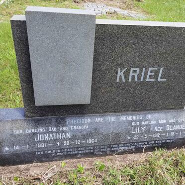 KRIEL Jonathan 1901-1964 &amp; Lily OLANDER 1912-1979