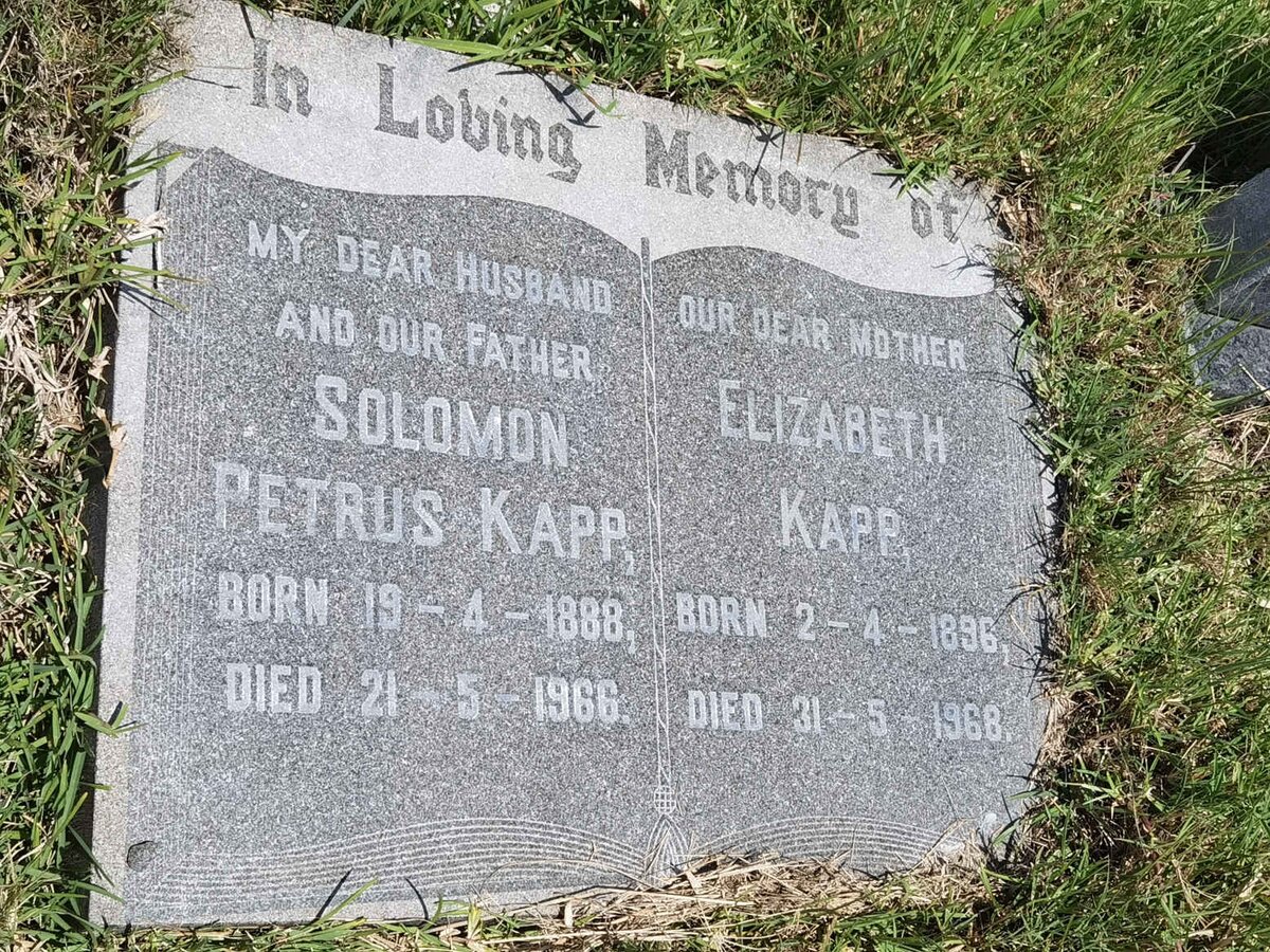 KAPP Solomon Petrus 1888-1966 &amp; Elizabeth 1896-1968