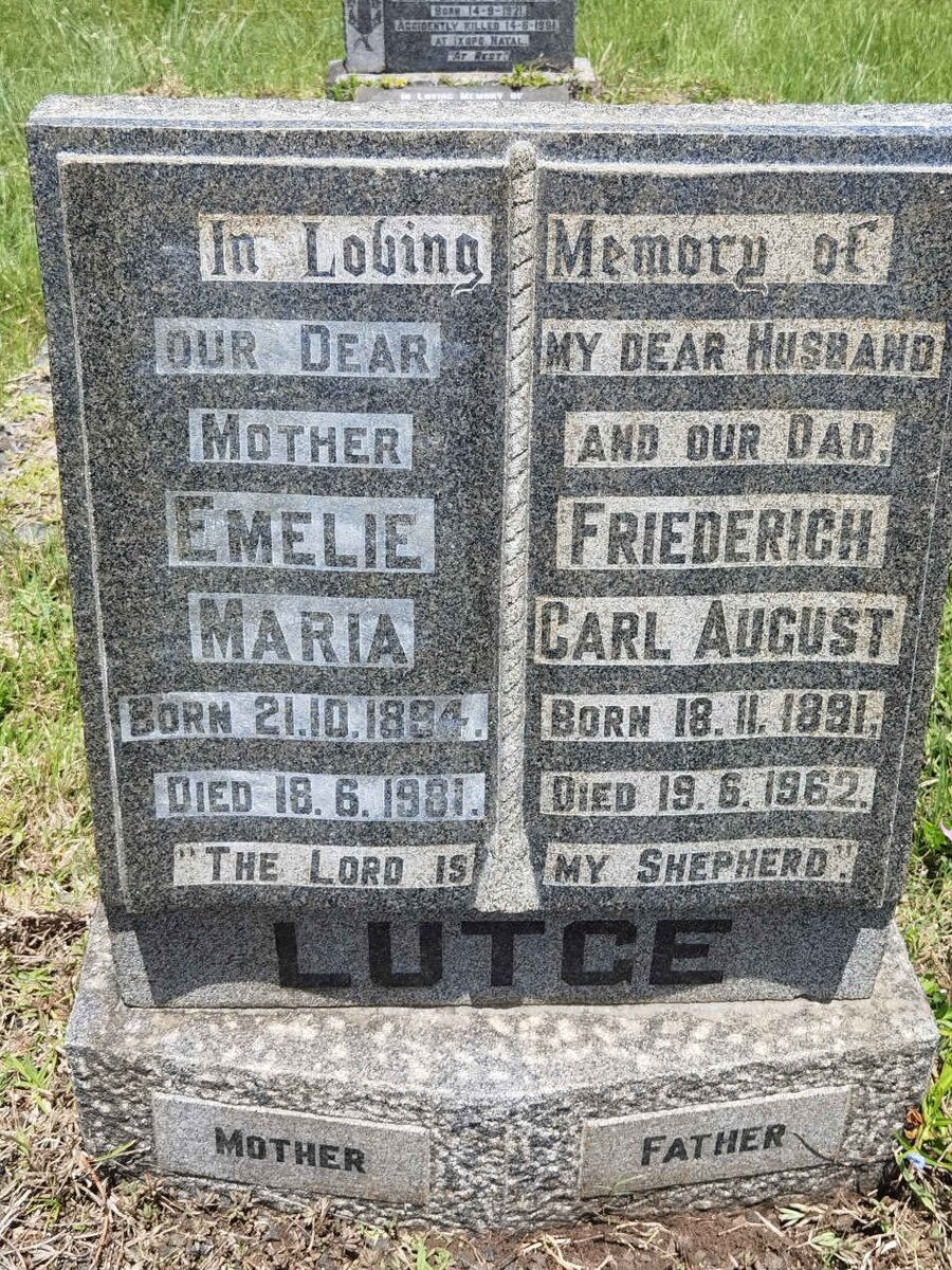 LUTGE Friederich Carl August 1891-1962 &amp; Emelie Maria 1894-1981