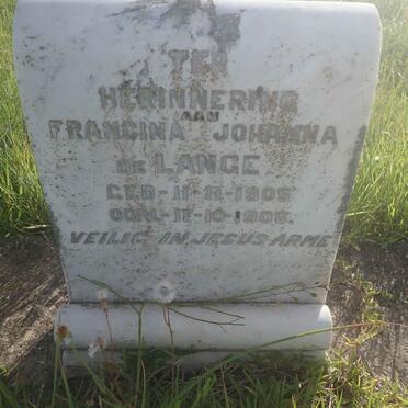 LANGE Francina Johanna, de 1905-1906