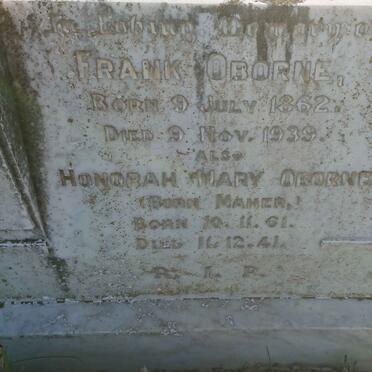 OBORNE Frank 1862-1939 &amp; Honorah Mary MAHER 1861-1941
