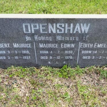 OPENSHAW Maurice Edwin 1890-1970 :: OPENSHAW Gilbert Maurice 1919-1937  :: OPENSHAW Edith Amelia May 1903-1987