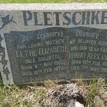 PLETSCHKE Robert Alexander 1897-1965 &amp; Lettie Elizabeth COLLETT 1903-1978