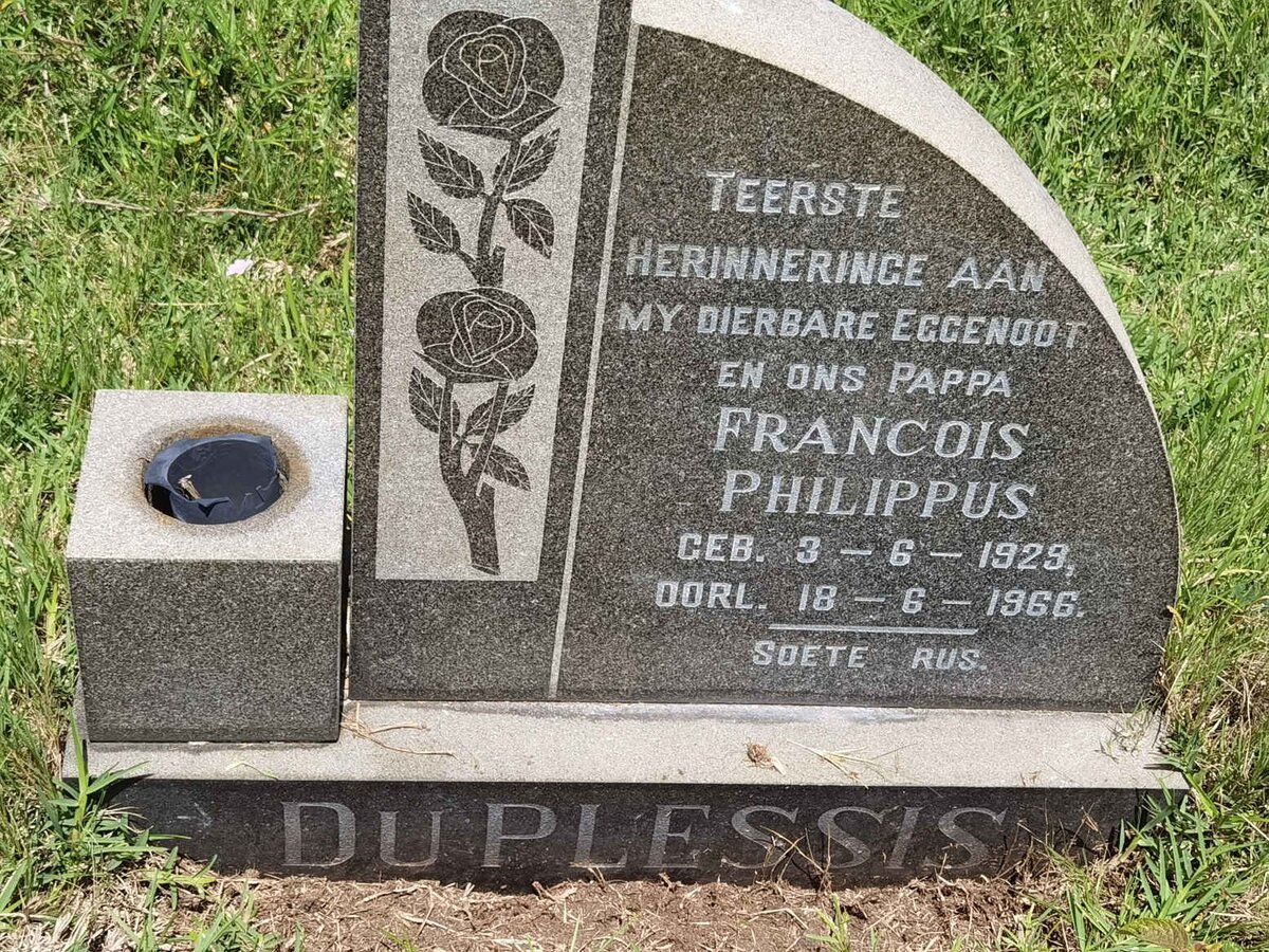 PLESSIS Francois Philippus, du 1929-1966