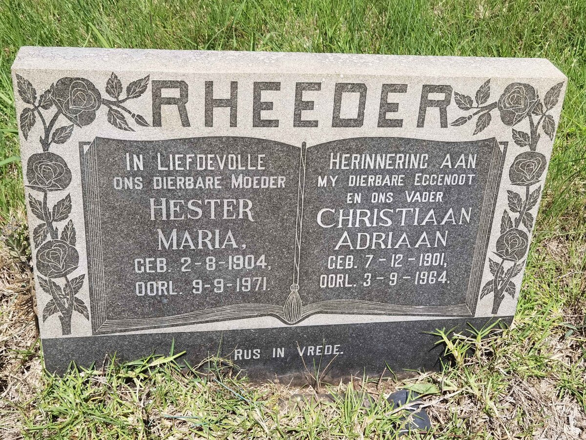 RHEEDER Christiaan Adriaan 1901-1964 &amp; Hester Maria 1904-1971