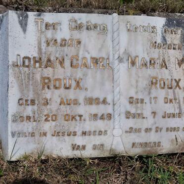 ROUX Johan Carel 1864-1948 &amp; Maria M.E. 1865-1938