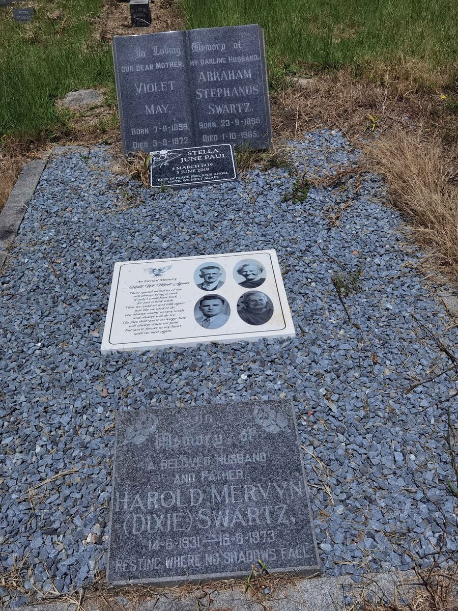 SWARTZ Abraham Stephanus 1895-1965 & Violet May 1899-1972 :: SWARTZ Harold Mervyn 1931-1973 :: PAUL Stella June 1939-2019 _1