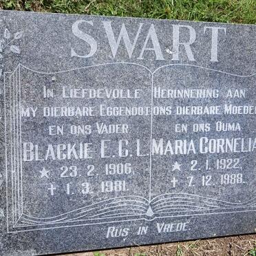 SWART E.C.L. 1906-1981 &amp; Maria Cornelia 1922-1988
